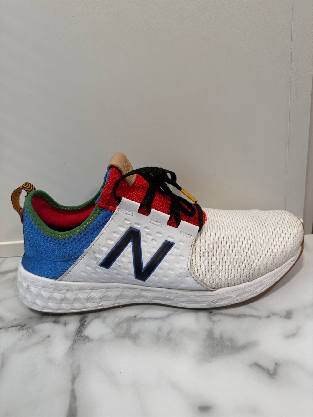 New Balance Men's Fresh Foam Cruz v1 Reissue sneakers white, blue, red Size 10.5